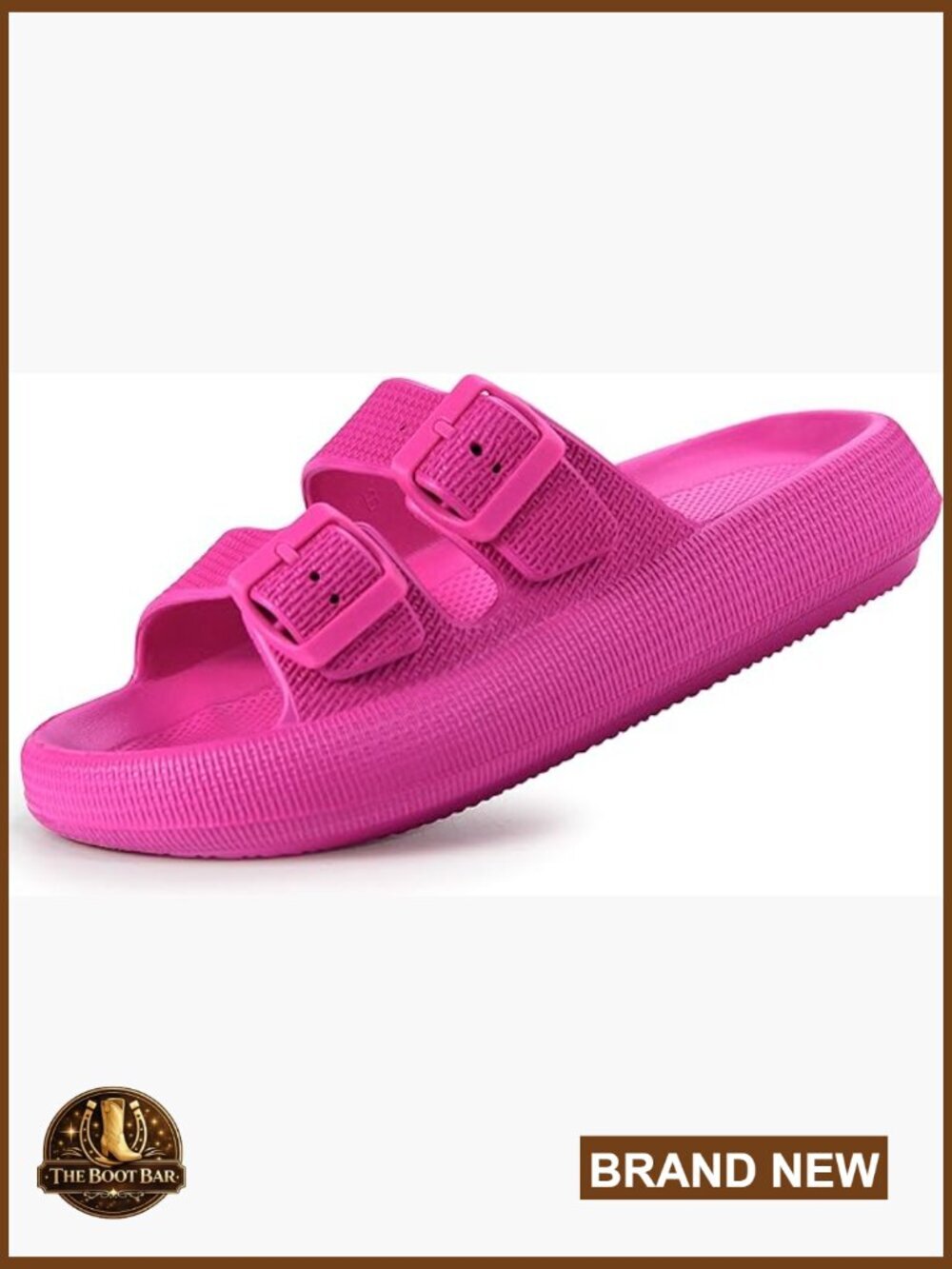 Double Buckle Adjustable Slide Sandals EVA Flat Slides